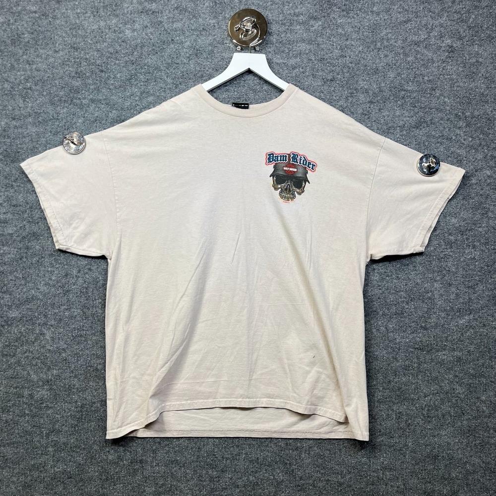 Harley-Davidson T-Shirt Men 2XL Cream Good Dam Rider Skull Graphic Henderson NV